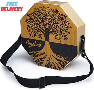 Two-Tone Cajon, Portable Travel Wooden Drum with Adjustable Strap, Easy to Carry