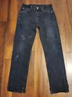 Vintage Levis 501 Faded Distressed Slit Jeans Size 33X34 Made in USA
