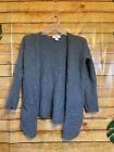 Magaschoni Women Cashmere Sleeved Open Front Cardigan Sweater Blue plus Size XL