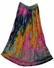 Orange Multi tie dye Women's Sequined Crinkle Broomstick Gypsy Long Skirt