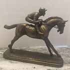 Vintage Bronze Horse With Jockey Statue