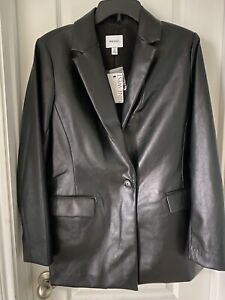 Nine West Faux leather blazer jacket Women's size M Black