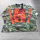Hood By Air Shirt Mens Extra Large Camo Flame Logo HBA Long Sleeve Green Casual