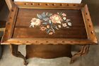 New ListingVintage Hand Painted Tray Top Coffee Table End Table Flower Floral 24” X 15” MCM