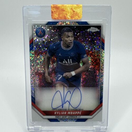 2021-22 Topps Chrome Kylian Mbappe Speckle Refractor Auto /30