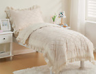 4 Piece Boho Tufted Toddler Bedding Set for Girls Beige Ruffle Crib Bed Sheets S