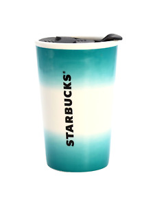 New ListingStarbucks 8oz Travel Coffee Mug Cup Tumbler Ceramic Blue White Ombre w/ Lid