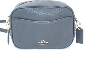 Coach Black Camera Crossbody Bag L1981-88210, Pebble Leather, Gold Accents