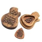 Guitar Wooden Pick Box Holder Wood Guitar Shaped Plectrum Case with 2pcs Wood