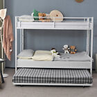 Space-Saving Twin over Twin Bunk Bed w/ Trundle Bed and Ladder Safety Guardrail