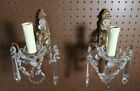 Vintage Original Pair of Classical Wall Sconces with Beading and Prisms