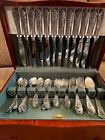 74 Piece Rose Point by Wallace Sterling Silver Flatware Set - Service for 12
