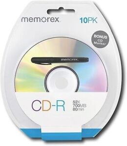New ListingMemorex CD-R CD R 10 Pack 80 minutes, 700 MB, 48x with Bonus CD Marker