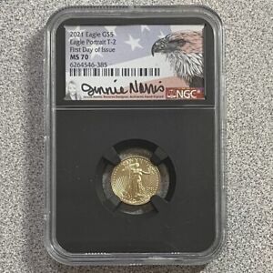 2021 $5 Gold Eagle Type 2 NGC MS70 First Release Signed by Jennie Norris