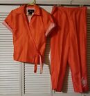 Sag Harbor 2-Piece Blouse Pants Set Orange Polyester 14
