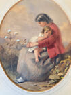 New ListingAntique Watercolor Painting Victorian Mother Child LISTED Original c. 1855