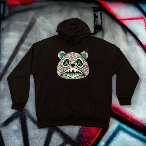 BAWS Logo Pullover Black Hoodie Size 2XL Gray and Green Panda Face
