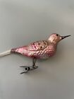 Vintage Christmas Mercury Glass Large Clip-On Bird Pink Ornament Holiday Tree