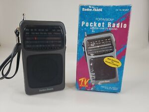 Vintage Radio Shack Portavision Pocket Radio AM/FM Analog TV Band- Works