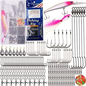 226pcs Saltwater Fishing Tackle Kit with Tackle Box - Fishing Bait Rigs Fishi...