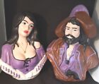 Vintage 70s Pair Holland Pirate Gypsy Wench Ceramic 12 in. Statue Figurine Busts