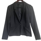 Eric + Lani Women Blazer Jacket Collar Long Sleeve Button Closure Small Black