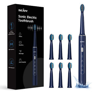 Sonic Electric Toothbrush 7 Replacement Heads USB Rechargeable Dupont Bristles
