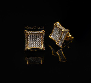 Men's Lab Diamond Earrings 10K Gold Screw Back Stud Earrings Fully Iced 0.25 ct.