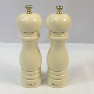 Bill.f Beige Grinder Wooden Ceramic Salt And Pepper Shakers 7 Inch