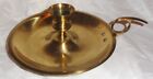 Vintage Brass Chamber Candle Stick Holder With Finger Loop & Drip Tray