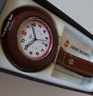 NOS SWISS ARMY POCKET Travel DATE Watch~ClaSSiC Design~Leather Belt Pouch Hanger
