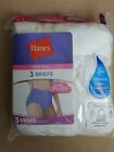 Hanes Cotton Tagless Brief Panties High Rise 3 Pack D40L White Size 7 Large
