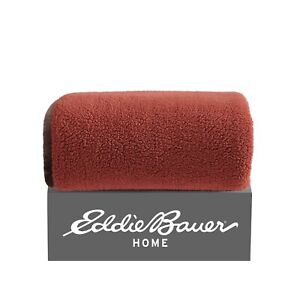 Eddie Bauer Solid Sherpa Deep Orange Throw Blanket-50X60