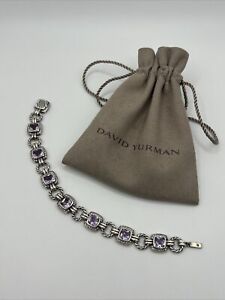 David Yurman Sterling Silver Amathyst & Diamond  Renaissance  Bracelet