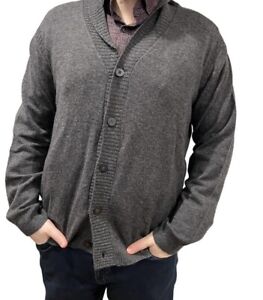 Men’s Raffi Cardigan Sweater Size XL  Gray  10% Cashmere New With Tags  ($249)