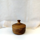 Vintage Artist Signed Hand-Carved Turned Wooden Trinket Box With Lid Natural