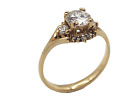 Natural Diamond 14kt Yellow Gold Custom Engagement Ring .92ctw Sz 6.75 Round Cut