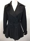 S26 Magaschoni Collection Sz 8 Silk Blend Black Belted Jacket Blazer Peacoat