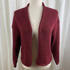 Eileen Fisher 100% Cotton Open Knit Cardigan Size S Maroon Dark Red