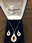 Montana Silversmith Necklace & Earrings Set, Horseshoe Inset in Rose Gold Color