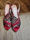Wild Rose Red Sandal High Heel; 8M; Animal Print; Stretch Ankle Strap Shoe