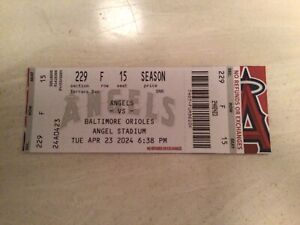 MIKE TROUT CAREER HOME RUN #377 TICKET STUB 4/23/2024 BALTIMORE ORIOLES MINT