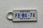 1962 Maryland DAV Tag - MD Mini License Plate Key Chain Tag Veterans