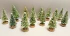 LOT of 14 Mini LIGHT GREEN Miniature Sisal Bottle Brush Flocked Christmas Trees