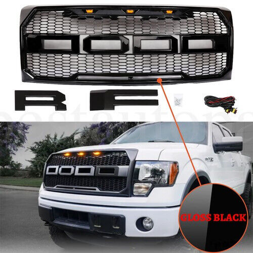 Raptor Style Front Bumper Grill Hood Grille for Ford F150 F-150 2009-2014 Black (For: 2014 F-150)
