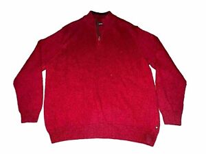 Chaps Cotton Blend 1/4 Zip Red Marled Pullover Mock Neck Sweater Men’s XXL