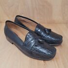 Florsheim Mens Loafers Size 11 M Crocodile Print Black Leather Slip On Shoes