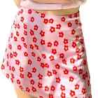 PRINCESS POLLY Olton Mini Skirt Pink with Red Flowers Satin Size 6 New