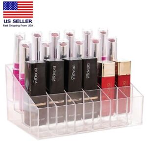 24 Slot Clear Acrylic Lipstick Holder - Cosmetic Organizer Makeup Storage Case