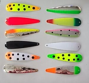 LOT of 12 ASSORTED TROLLING SPOONS Lil' Thumper 3 1/2in. SALMON TROUT  FREE SHIP